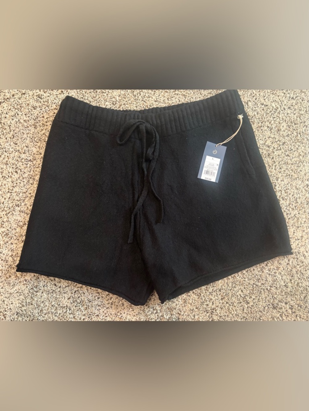 Universal Thread Black Ribbed Knit Drawstring Shorts